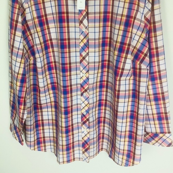 NEW Talbots Plus Women's Plaid Multicolor Button Up Shirt 3X - Picture 7 of 13